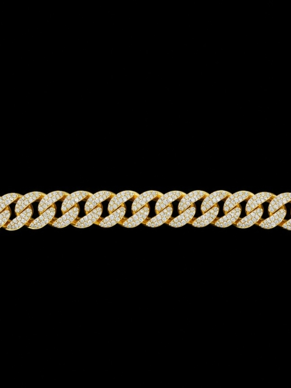 Gold Cuban Link Bracelet with Pave Crystals